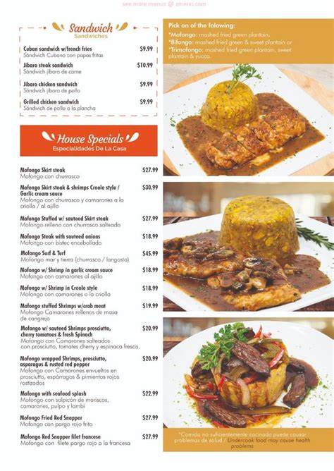The place is beautiful and the staff is great, they have one sandwich which is made with two slices of plantain instead of bread absolutely out of this world. . El palacio del mofongo menu